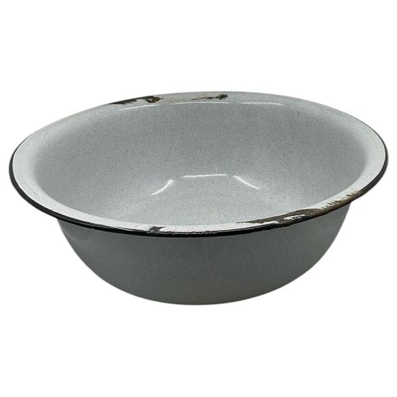 Grey Speckled Graniteware Bowl Mixing Basin Bread Making Fruit Centerpiece - Picture 1 of 6